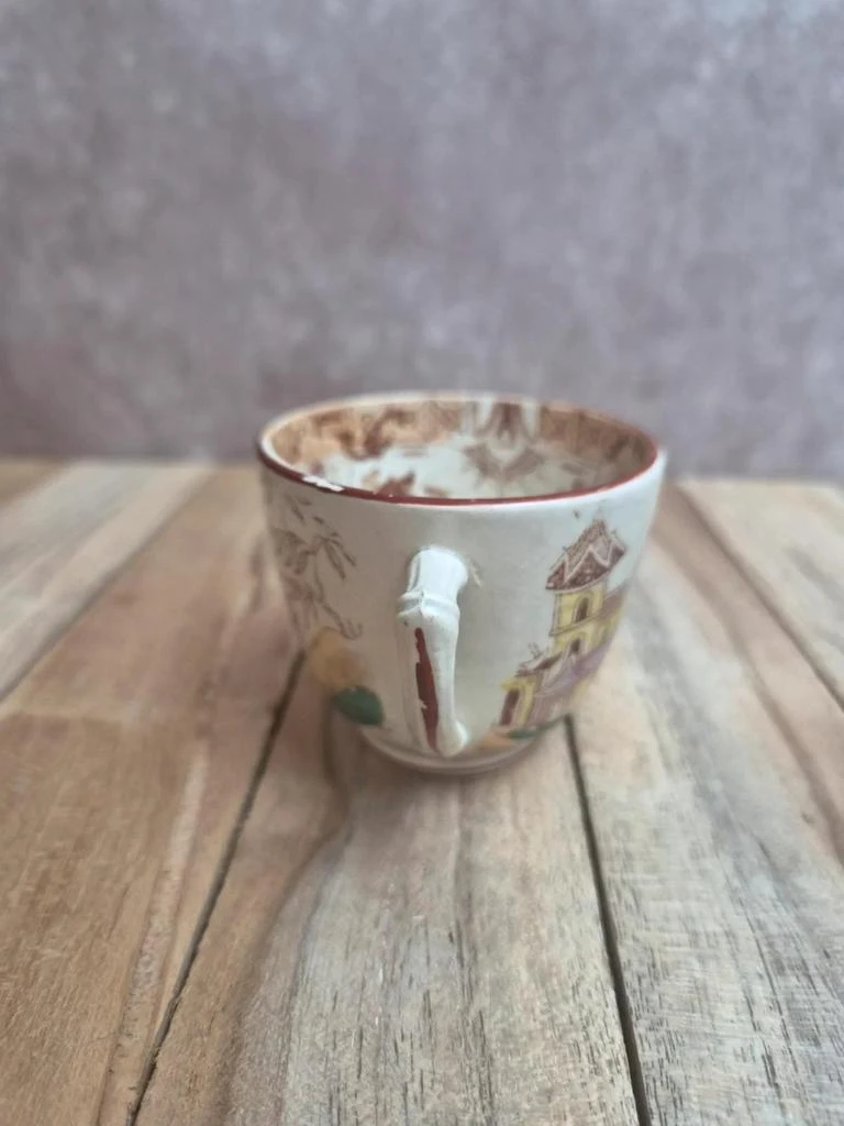 Taza de terra de hierro Sarreguemines modelo Kyoto policromada antigua – photo 2